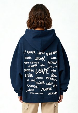 UNIVERSAL LOVE BACK PRINT - Felpa con cappuccio - dark blue