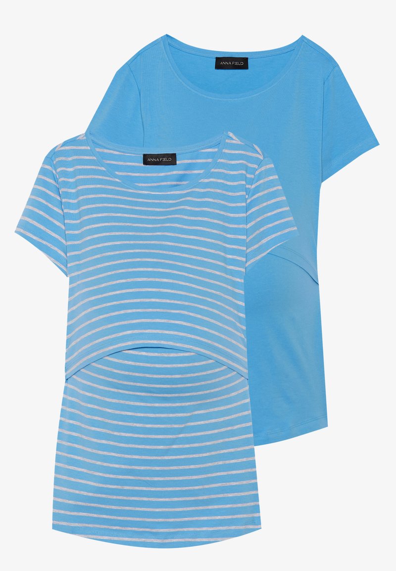 Anna Field MAMA 2 PACK - Print T-shirt - azure blue & mottled light ...