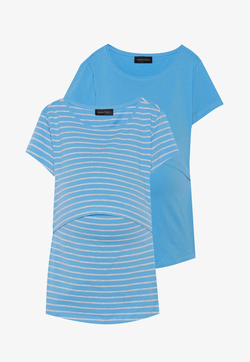 Mama Color:blue Anna Field MAMA 2 PACK - Print T-shirt - azure blue & mottled light ...