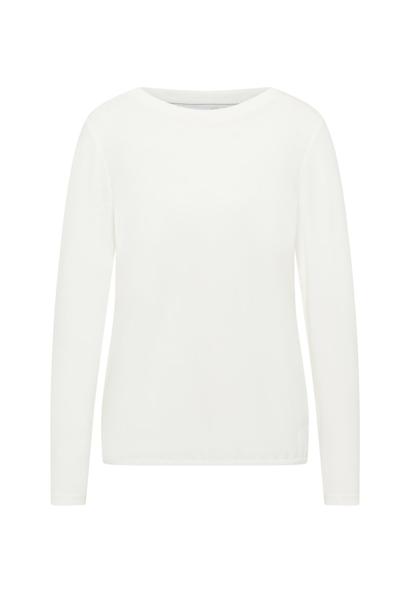 Cecil Maglietta Donna In Puro Cotone Con Scritta E Colletto Con Coulisse