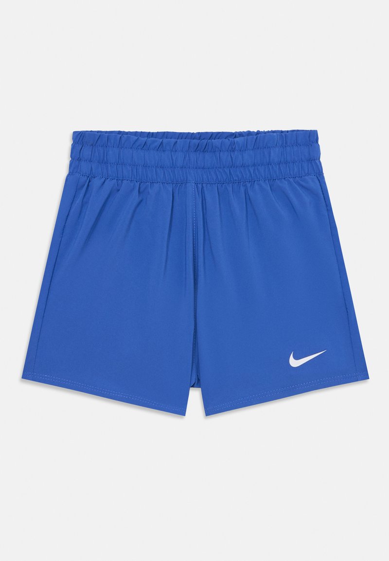 Pantaloni sportivi blu realizzati in un tessuto leggero e traspirante. Presentano un elastico in vita e un logo Nike bianco sul lato sinistro.