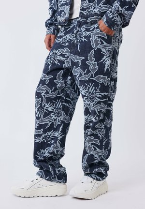 Project X Paris PANTALON EN DENIM JACQUARD FLORAL - Jean coupe décontractée - bleu denim brut