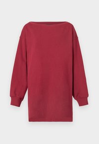 Μαρόν μακρυμάνικο πουκάμισο, φτιαγμένο από βαμβάκι, με ευρύ λαιμό σκάφους και άνετη εφαρμογή. Διαθέτει ριμπ μανσέτες και ίσια μύτη.