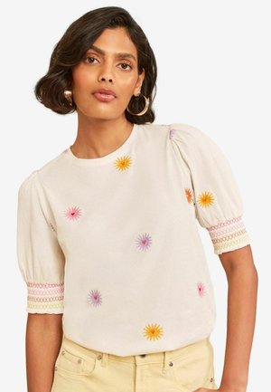 Love & Roses, Print T-shirt - ivory rainbow sun embrodiered