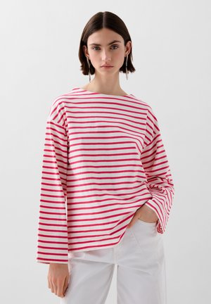 STRIPES LABEL - Langærmet T-shirt - coral stripes
