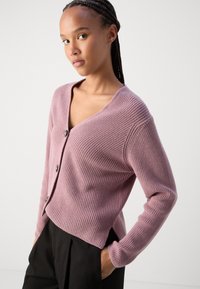 Marc O'Polo CARDIGAN LONGSLEEVE V NECK - Adīta jaka - dark mauve