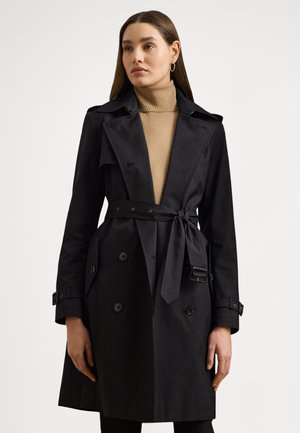 DOUBLE-BREASTED COTTON-BLEND TRENCH COAT - Trenchcoat - black