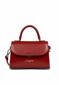 Borsa a tracolla in pelle rossa con forma strutturata, manico superiore e tracolla rimovibile. Presenta una chiusura a patta e un marchio in argento.