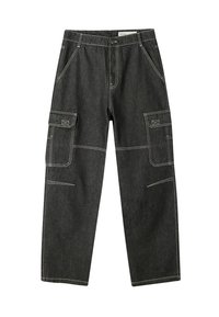 Bershka BAGGY CARGO - Wijde jeans - black