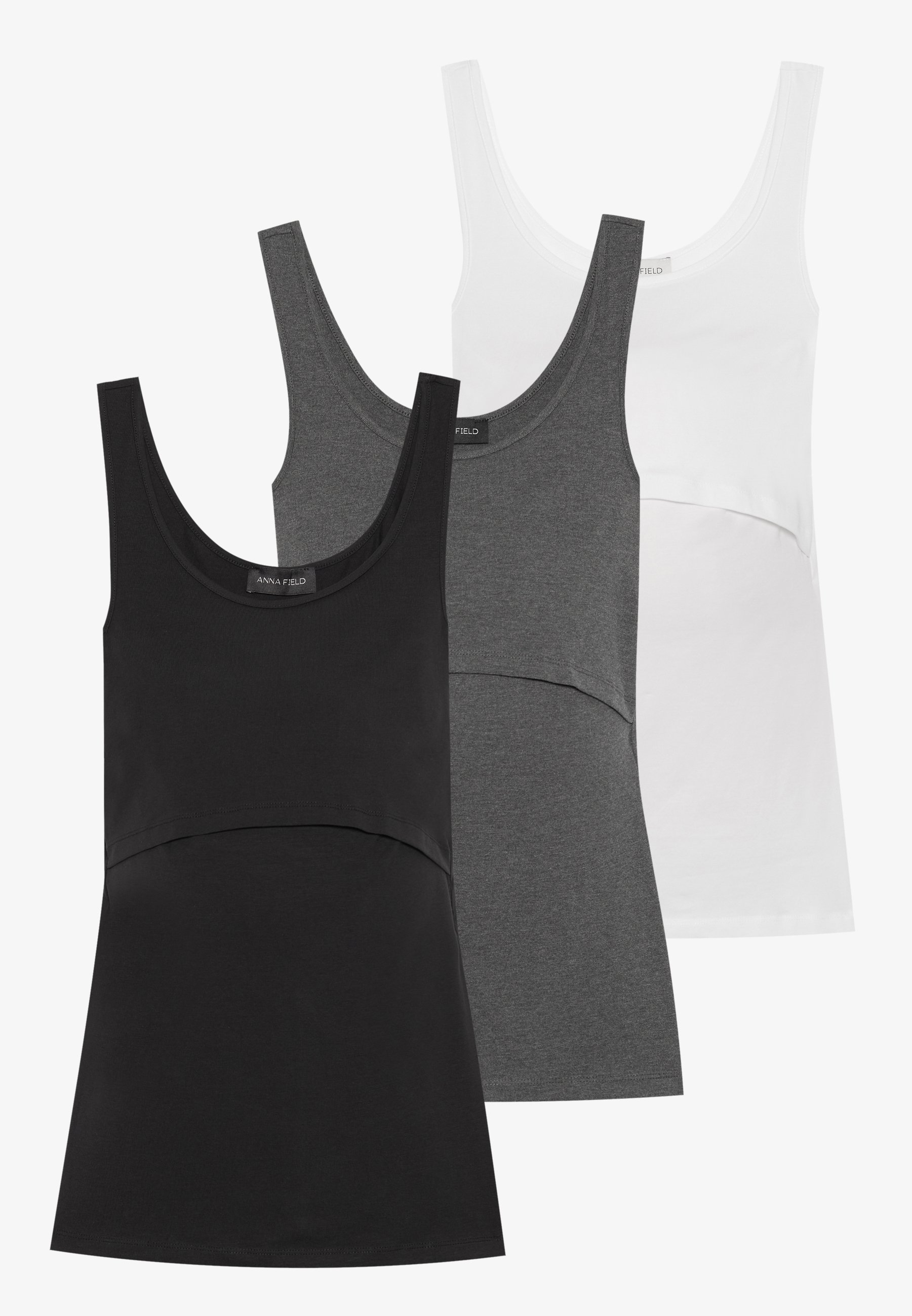 売れ筋商品|||アンナ フィールド ママ Tシャツ レディース トップス 3 PACK NURSING MATERNITY - Top - black/dark grey/white Anna Field MAMA Dámské topy | Nezbytnost v našem šatníku