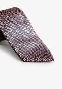 Next PATTERN - Kravata - navy blue bronze brown geometric