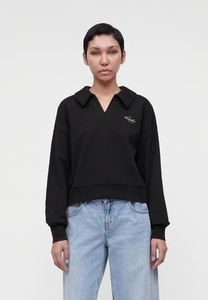 Calvin Klein Jeans, OPEN COLLAR MONOGRAM SWEATSHIRT - Суитшърт - black