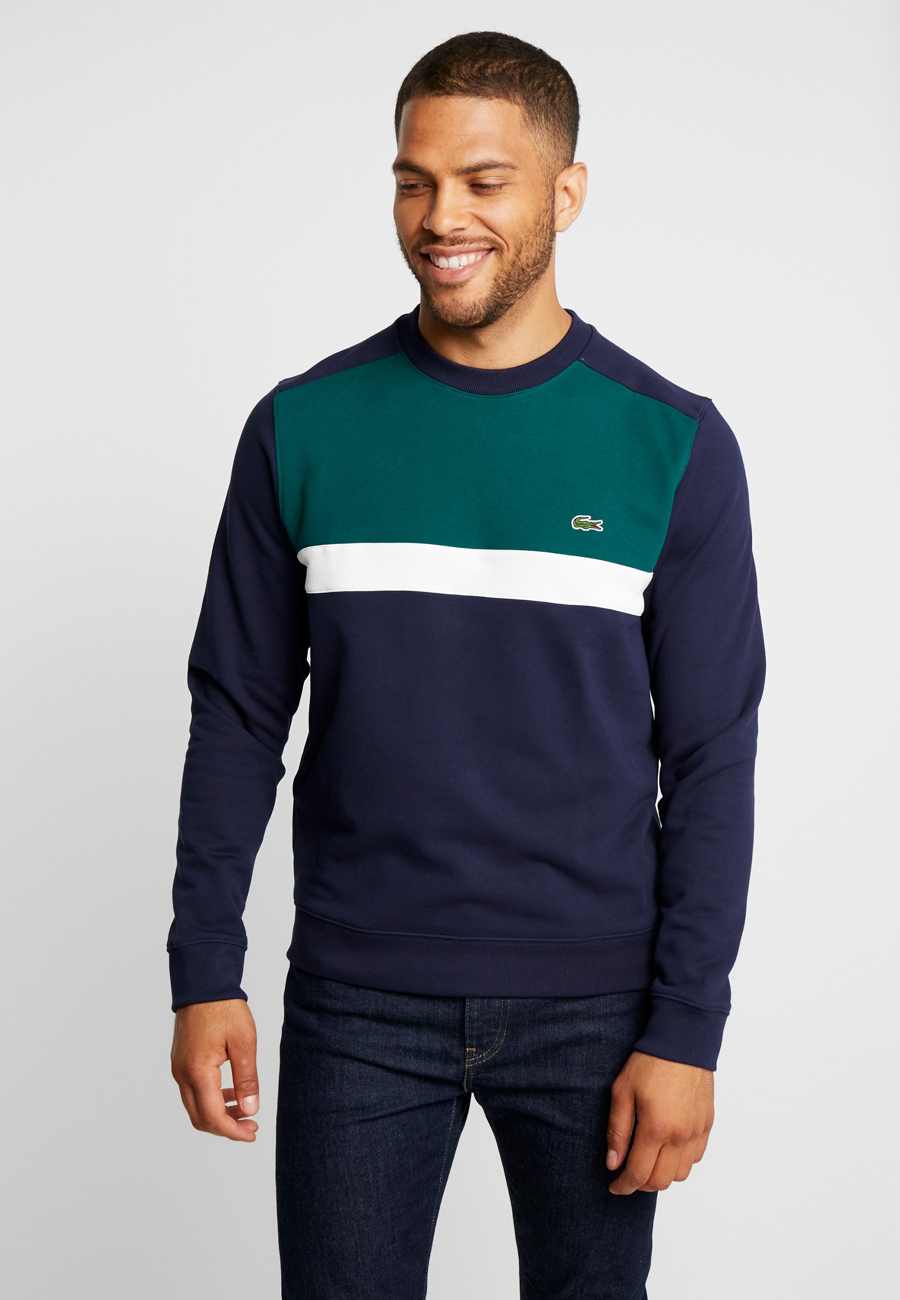 navy blue lacoste sweatshirt