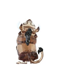 Crystal figurine of a stylized animal, featuring a brown translucent body, black accents, and angular geometric shapes.