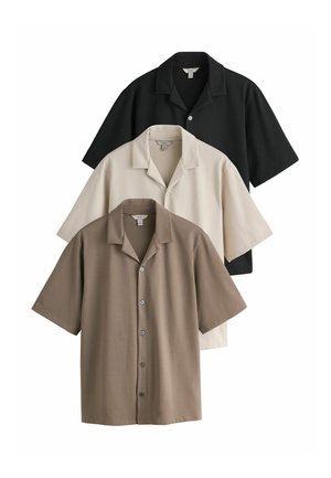REGULAR FIT - SHORT SLEEVE REVERE COLLAR 3 PACK - Košeľa - brown black neutral