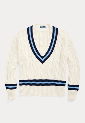 Polo Ralph Lauren THE ICONIC CRICKET JUMPER - Jersey de punto - cream white/navy