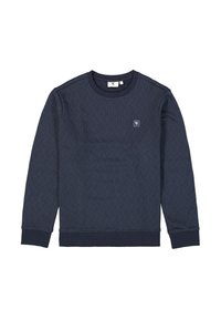 Marine sweatshirts met een gestructureerd chevronpatroon, ronde halslijn, lange mouwen en geribbelde manchetten en zoom. Klein logo-embleem op de voorkant.