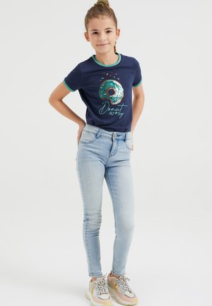 MET PAILLETTEN EN EMBROIDERY - T-shirt print - blue