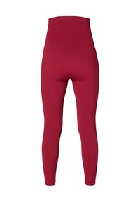 Rode, hoge taille legging gemaakt van rekbaar materiaal, met een gladde textuur en een strakke pasvorm. Geen zichtbare logo's of patronen.