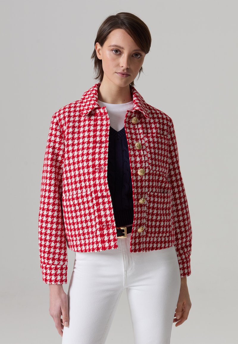 PIOMBO HOUNDSTOOTH WITH BUTTONS - Summer jacket - white red/white - Zalando