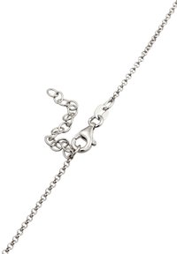Sterling sølv kæde med en hummerlås og forlængelsesled, med sammenkoblede ovaler og en skinnende overflade.
