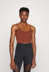 Athleta ELATION V-NECK CROP A-C - Sutiã desportivo de suporte ligeiro - ancient mahogany