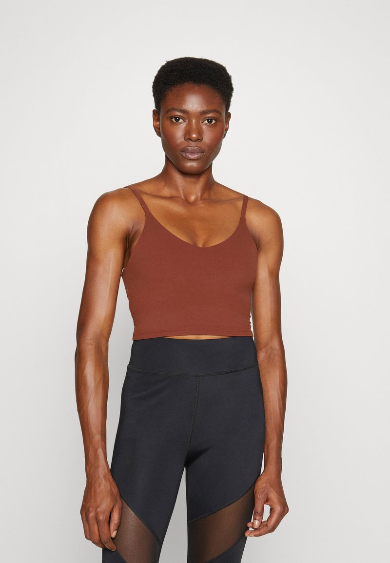 Athleta ELATION V-NECK CROP A-C - Sutiã desportivo de suporte ligeiro - ancient mahogany