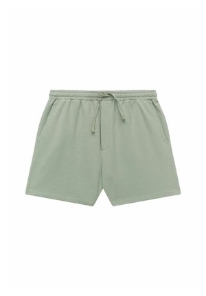 Lichtgroene sportshorts gemaakt van textuurstof, met een elastische tailleband, verstelbare trekkoord en zijzakken.