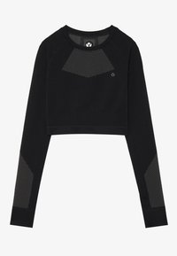 CROPPED LONG SLEEVE SEAMLESS TOP - Pikkade varrukatega topp - black