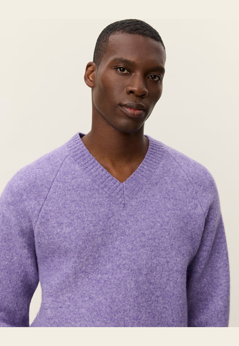 Les Deux FRED MELANGE V-NECK KNIT - Jumper - patrician purple