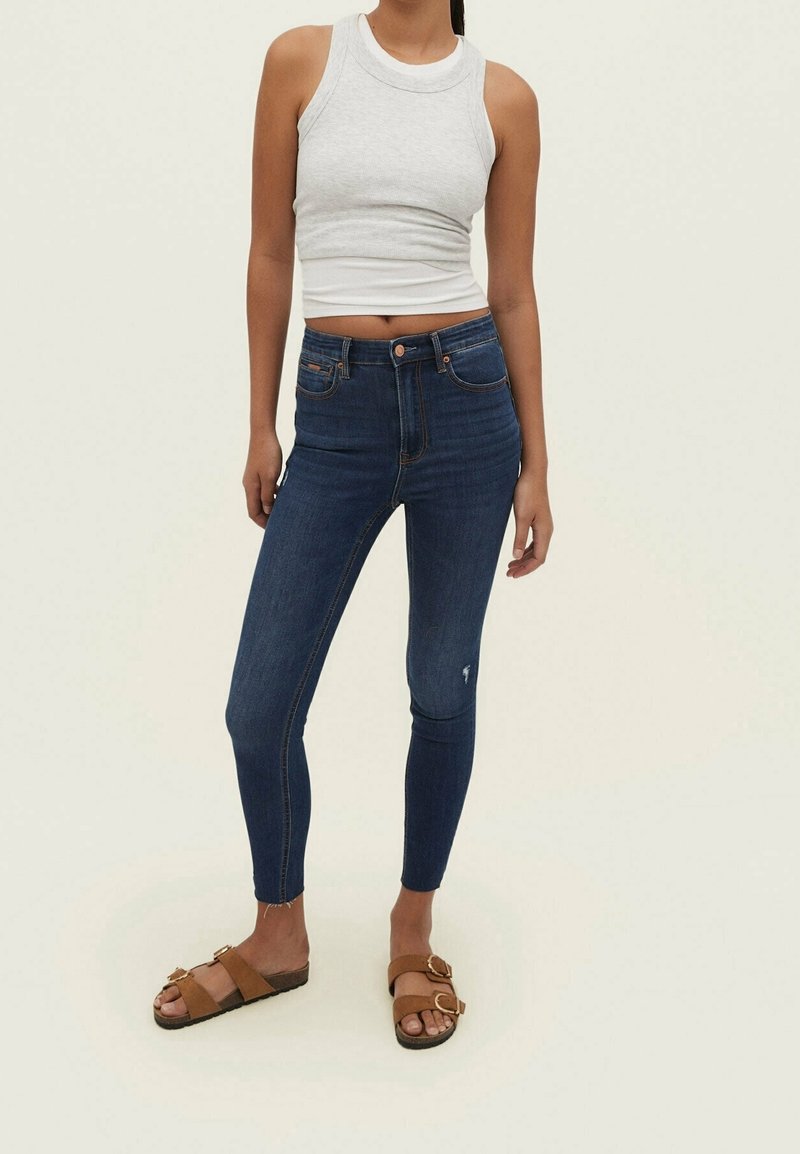 Stradivarius Vaqueros pitillo dark blue/azul marino (Segunda