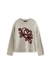 CONTRAST FLORAL EMBROIDERED  - Pullover - light grey