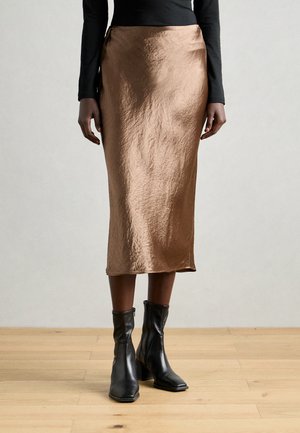 SKIRT MID LENGTH BIAS CUT - A-line skjørt - melted nougat