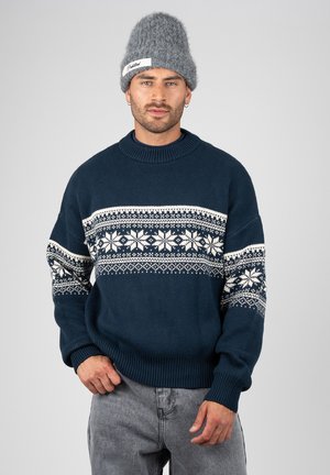 PROHIBITED, NORDIC KNIT SWEATER UNISEX - Jersey de punto - navy