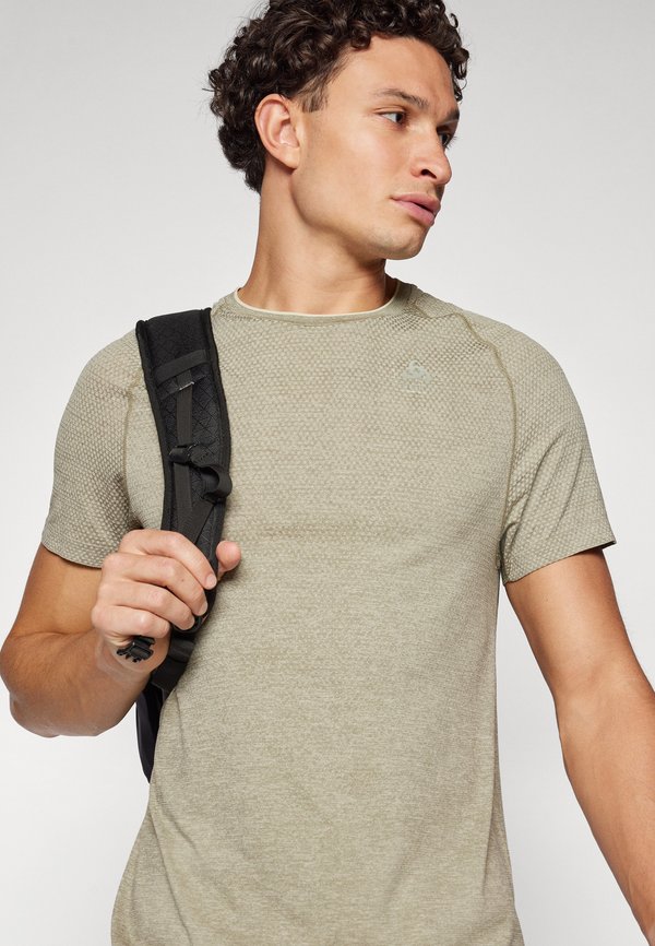 CREW NECK ESSENTIAL SEAMLESS - Sports T-shirt - vetiver melange2