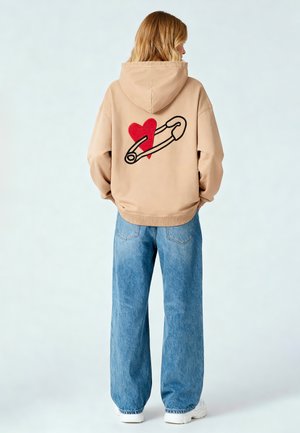 COEUR PINS EMBROIDERY HEAYVWEIGHT UNISEX - Felpa con cappuccio - washed beige