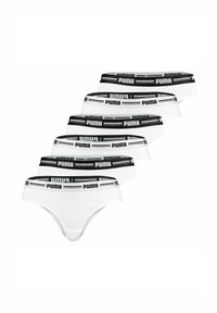 Seven pairs of women's briefs in white and black. Features a soft fabric with a wide elastic waistband displaying the Puma logo.