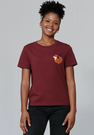 CUTE FOX - Print T-shirt - burgundy