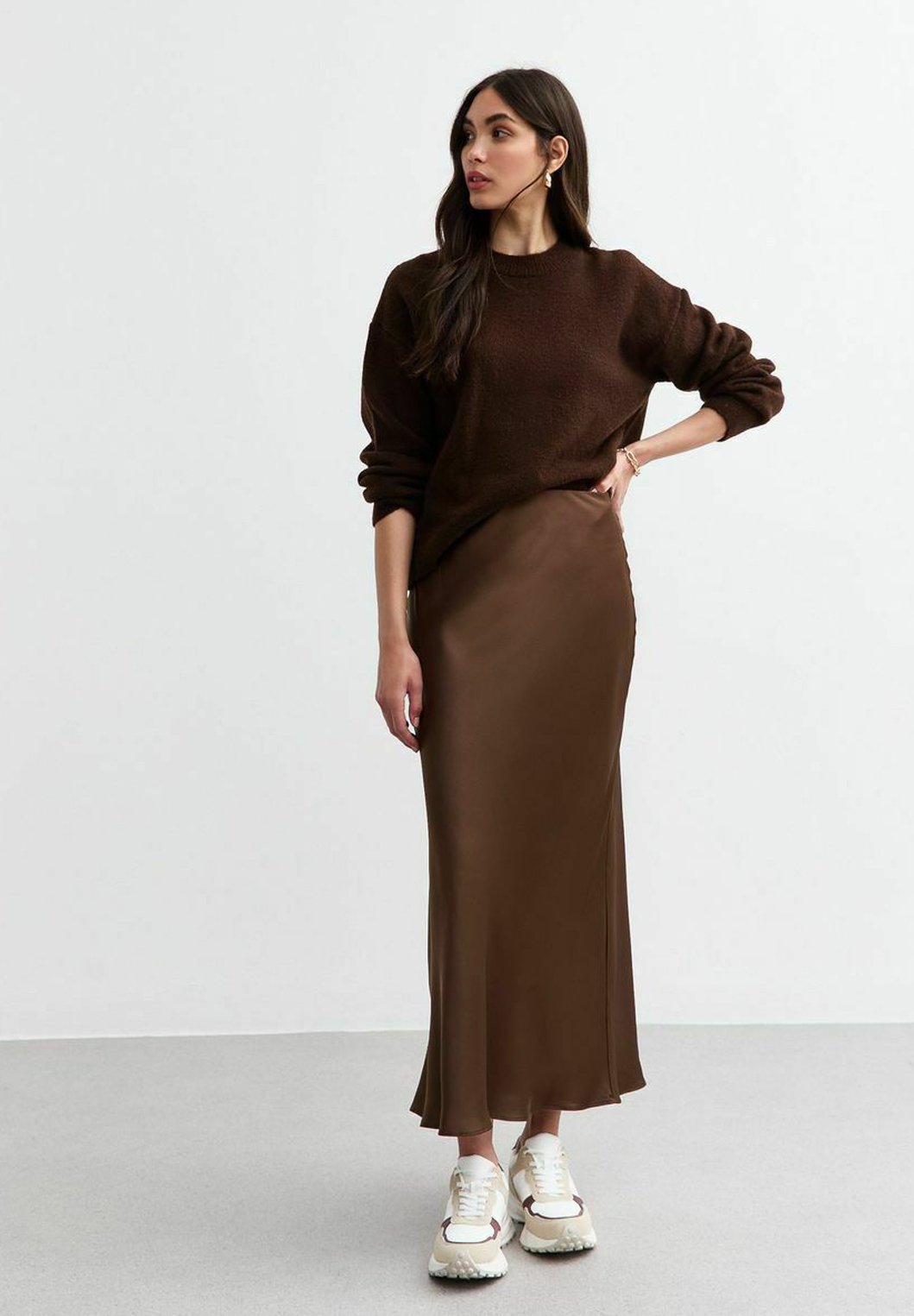 New Look Falda larga dark brown/marrón oscuro