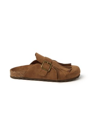 WITH FRINGES - Mules - dark brown