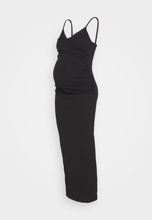 GATHERED WRAP FRONT COWL CAMI DRESS - Robe longue - black