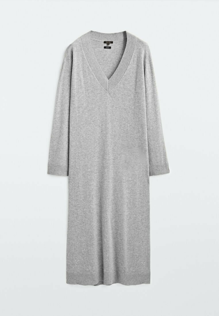 Robe En Tricot Massimo Dutti Avec Garniture De Perles - Taille M/32 - Couleur Grise - Occasion Très Bon état