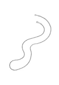 Hõbe ahelkaelakee, millel on keerdkujundus, rocksulgu ja ühtlane tekstuur kogu pikkuses.