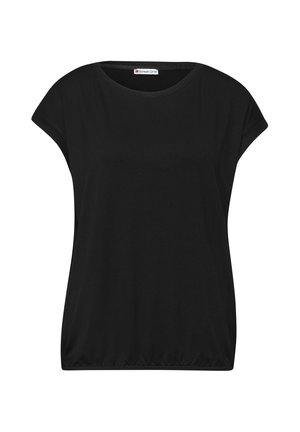 Street One, T-SHIRT WITH BOAT NECK AND DECORATIVE-TAPE - T-shirt basique - black
