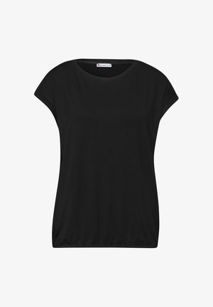 Street One, T-SHIRT WITH BOAT NECK AND DECORATIVE-TAPE - T-shirts basic - black