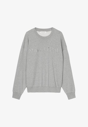 Grijze sweatshirt van een katoenmix, met een ronde hals, lange mouwen en een voorlogo "Marc O'Polo" in textuurstiksel.