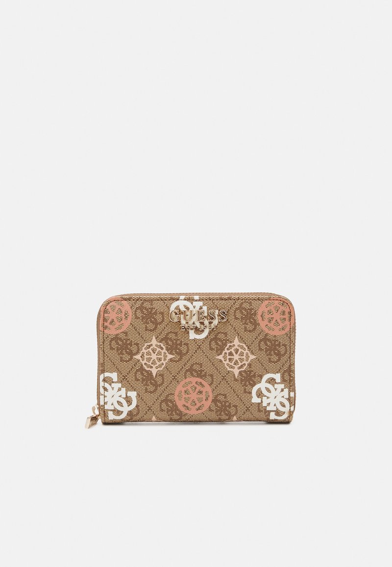 Guess ELIETTE LOGO MED ZIP - Peněženka - latte logo multi