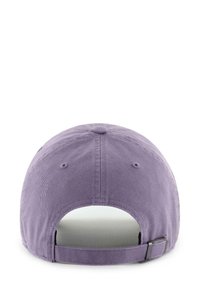 Purple cotton cap with a curved brim, adjustable strap at the back, and textured fabric featuring a subtle pattern.