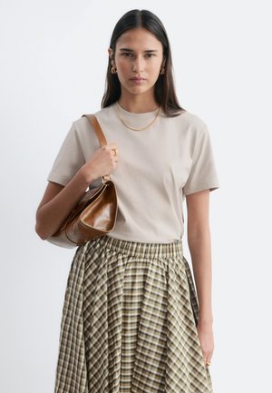 & OTHER STORIES, & OTHER STORIES COTTON CREW-NECK T-SHIRT - Camiseta básica - light mole