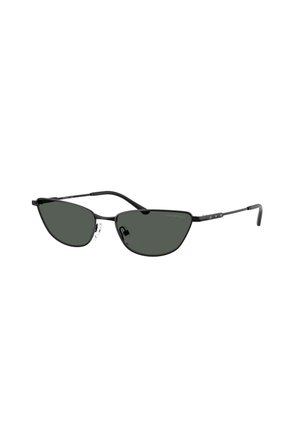 Gafas de sol negras estilo cat-eye elegantes con montura metálica delgada y lentes tintados oscuros, con almohadillas nasales ajustables para mayor comodidad.